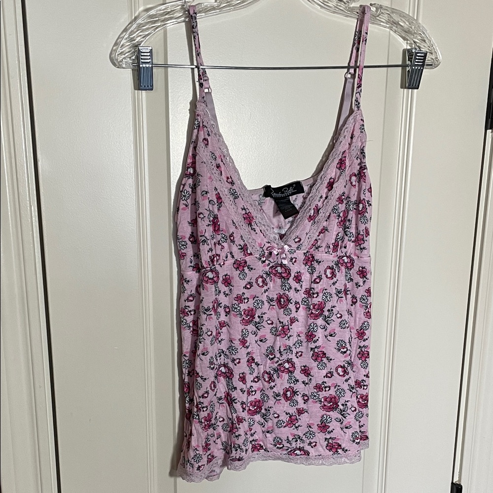 Rene Rofe Pink Floral Lace Camisole